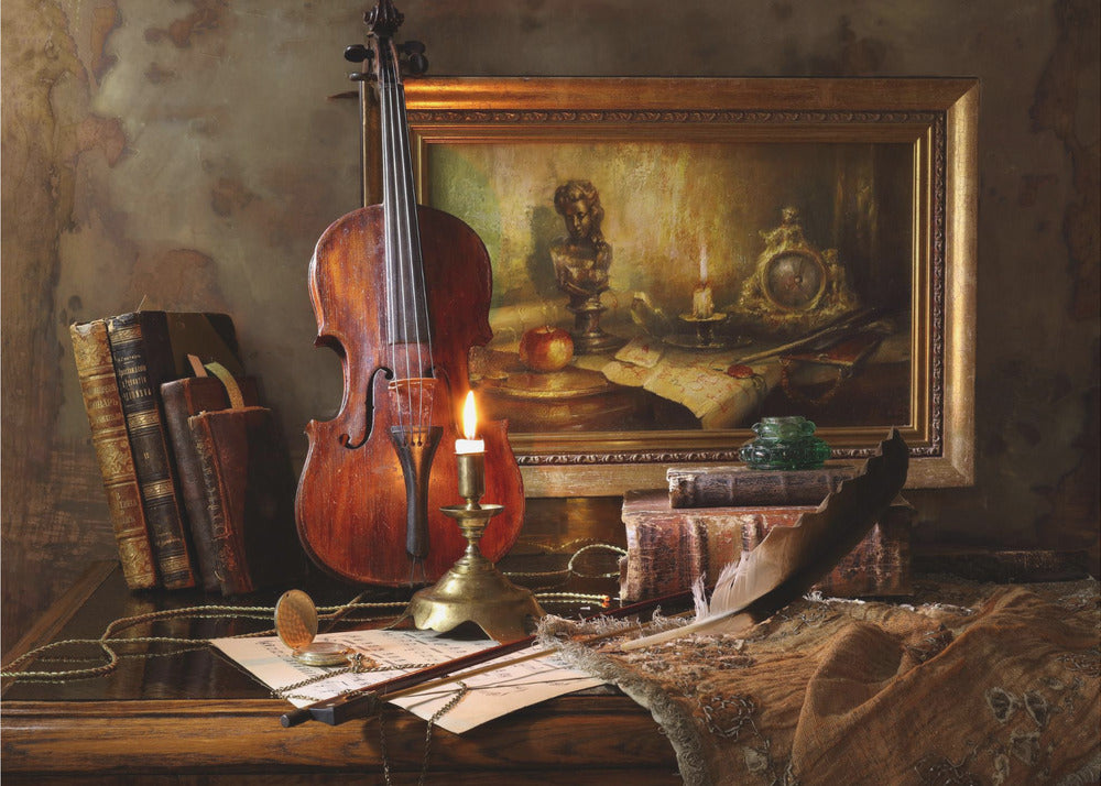 Still life with violin and painting - Poster / Art Print