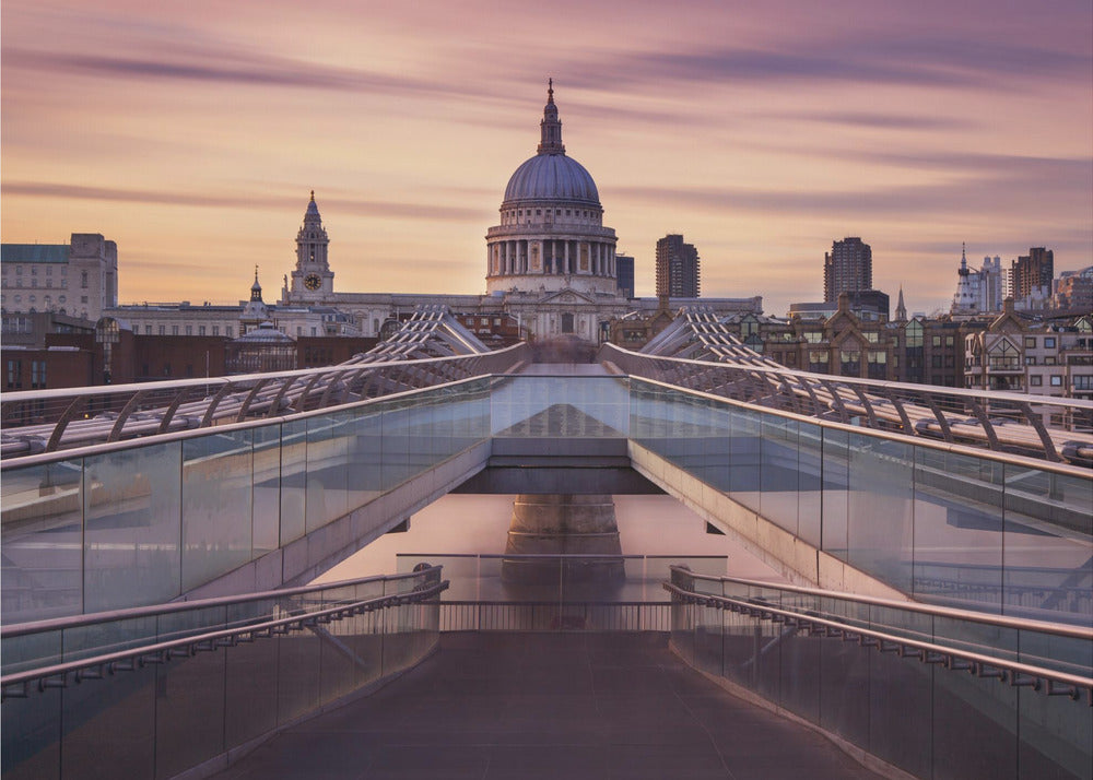 Millennium bridge leading towards St. Paul's church - Poster / Art Print