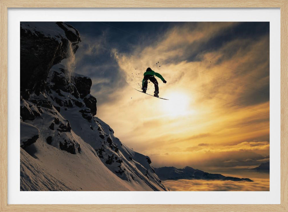 Sunset Snowboarding - Poster / Art Print