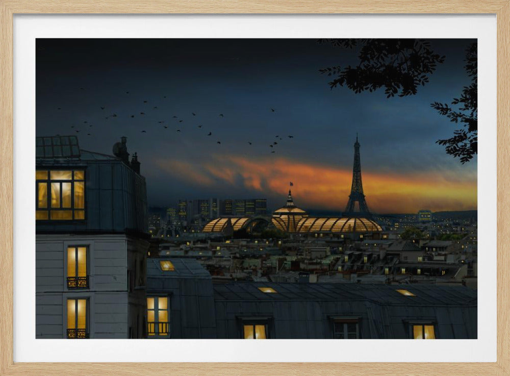 Roofs of Paris at blue hour - Poster / Art Print