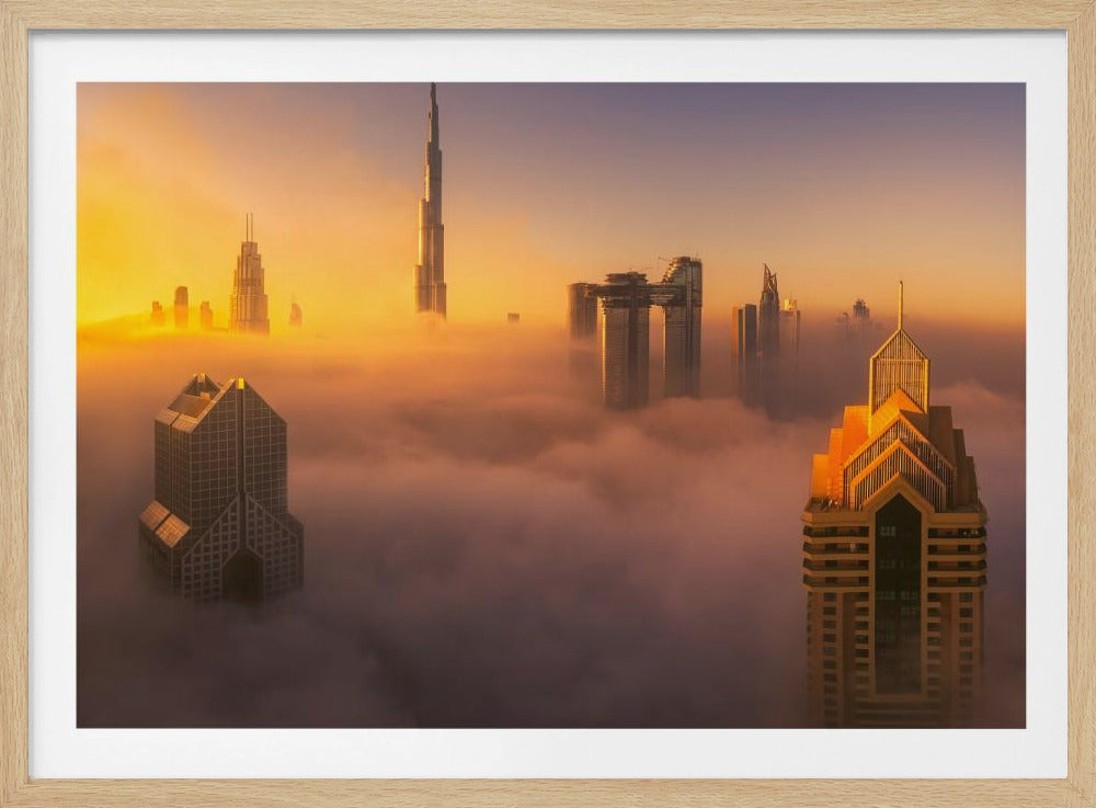 Dubai foggy sunrise in the city A738873 - Poster / Art Print