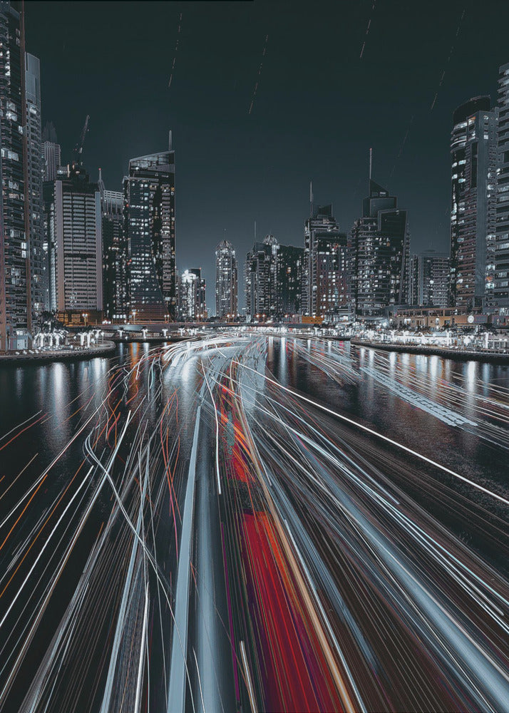 Traffic jam in the Dubai canal - Poster / Art Print