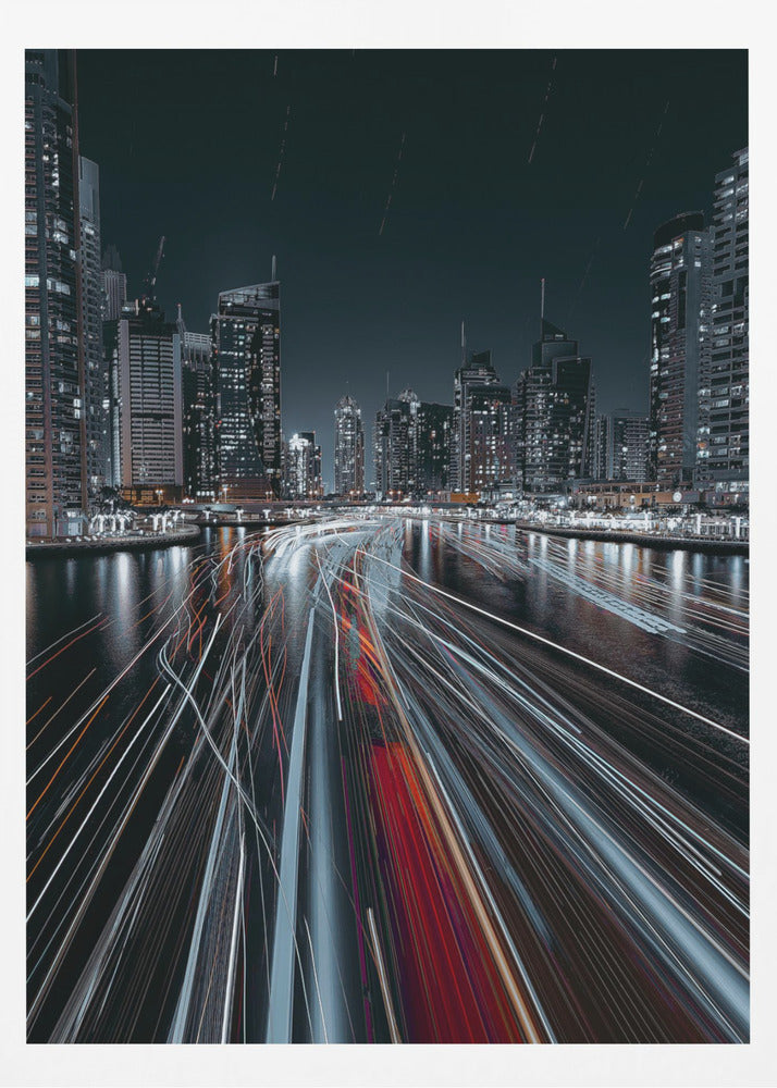 Traffic jam in the Dubai canal - Poster / Art Print