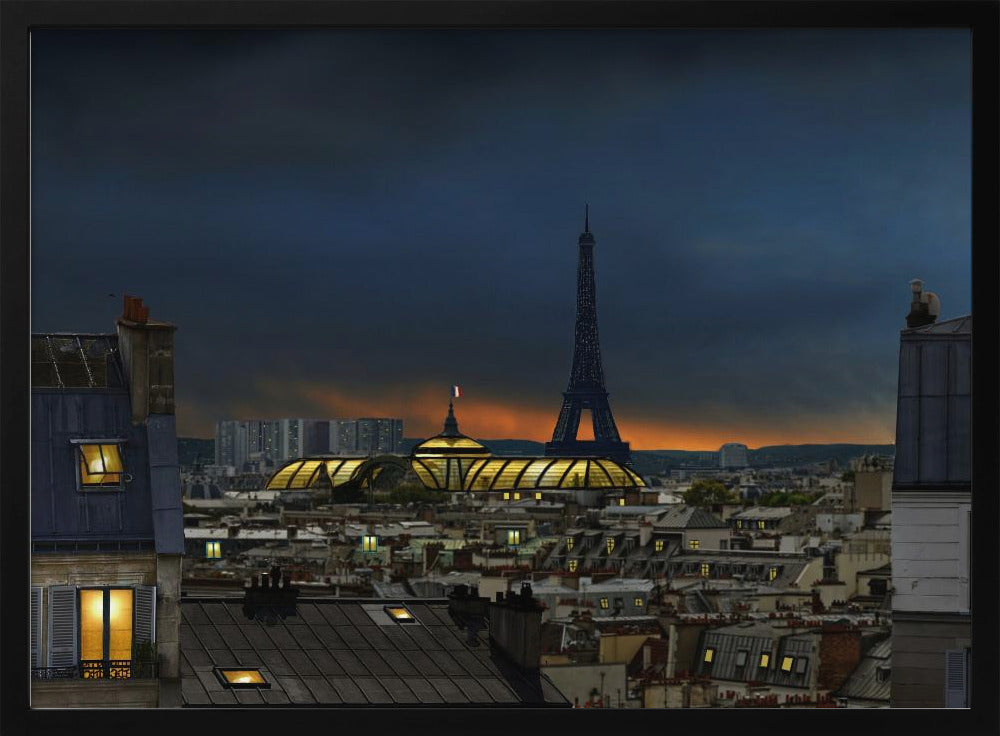 the twilight falls on the city of lights - Poster / Art Print