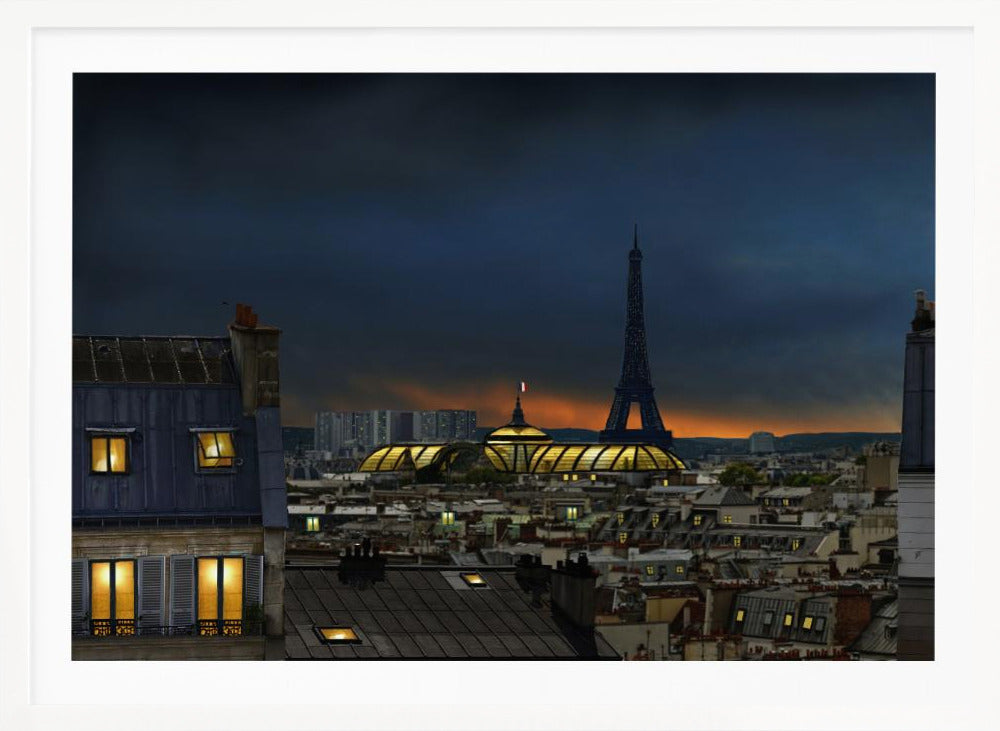 the twilight falls on the city of lights - Poster / Art Print