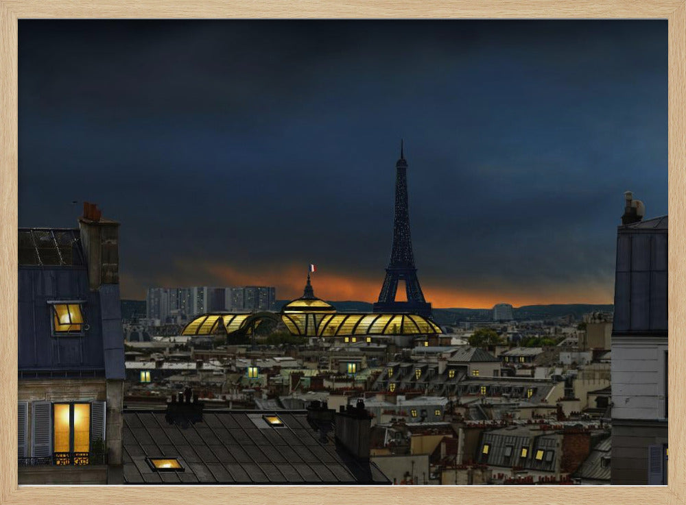 the twilight falls on the city of lights - Poster / Art Print
