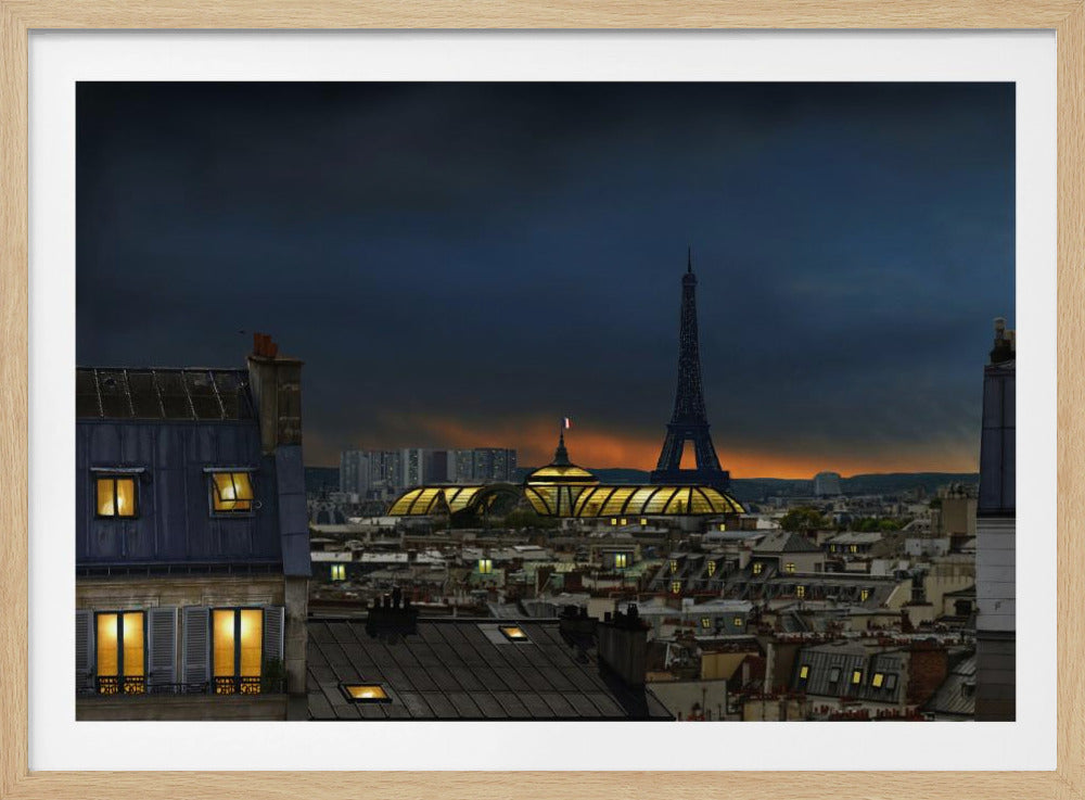 the twilight falls on the city of lights - Poster / Art Print