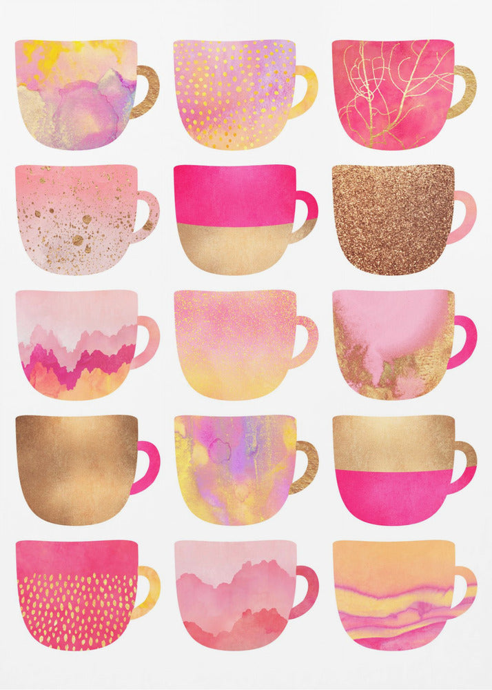 Pretty Pink Coffee Cups - Poster / Art Print