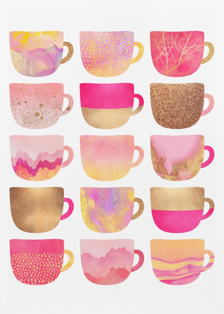Pretty Pink Coffee Cups - Poster / Art Print
