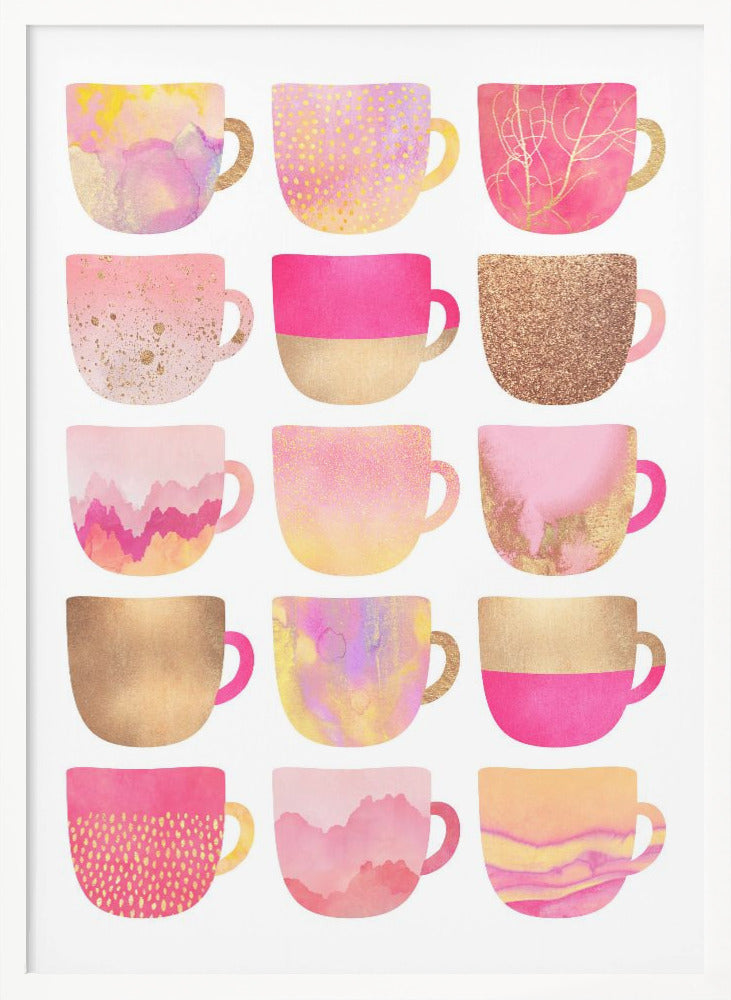 Pretty Pink Coffee Cups - Poster / Art Print