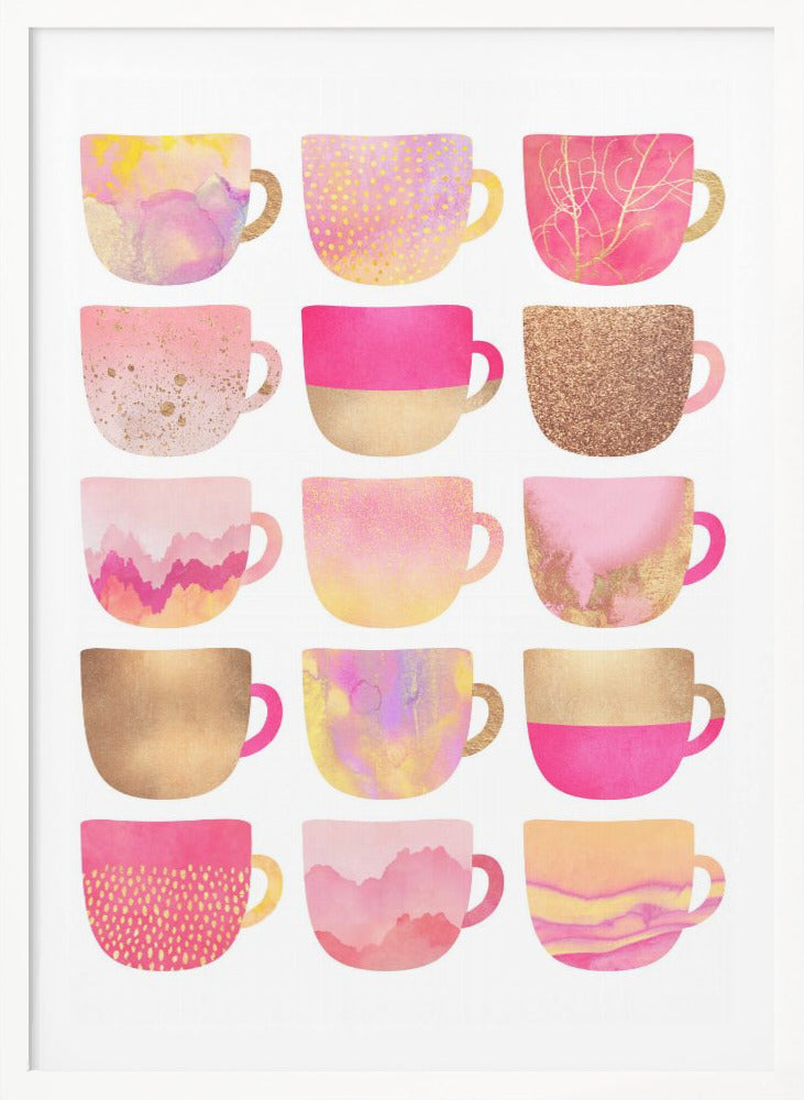 Pretty Pink Coffee Cups - Poster / Art Print