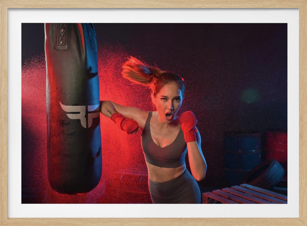 Portrait of lady boxer - Poster / Art Print
