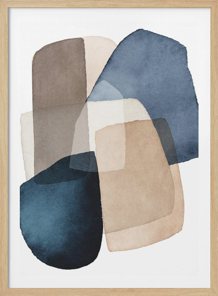 Blue Brown Blocks - Poster / Art Print