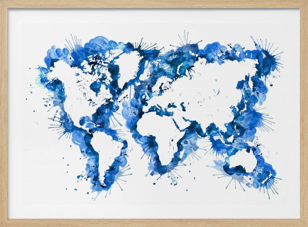 Blue strokes world map - Poster / Art Print