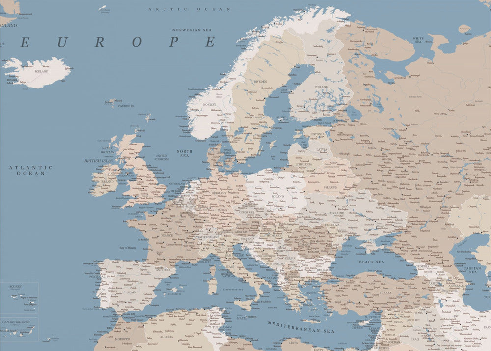 Amias detaljerade Europakarta - Poster / Art Print
