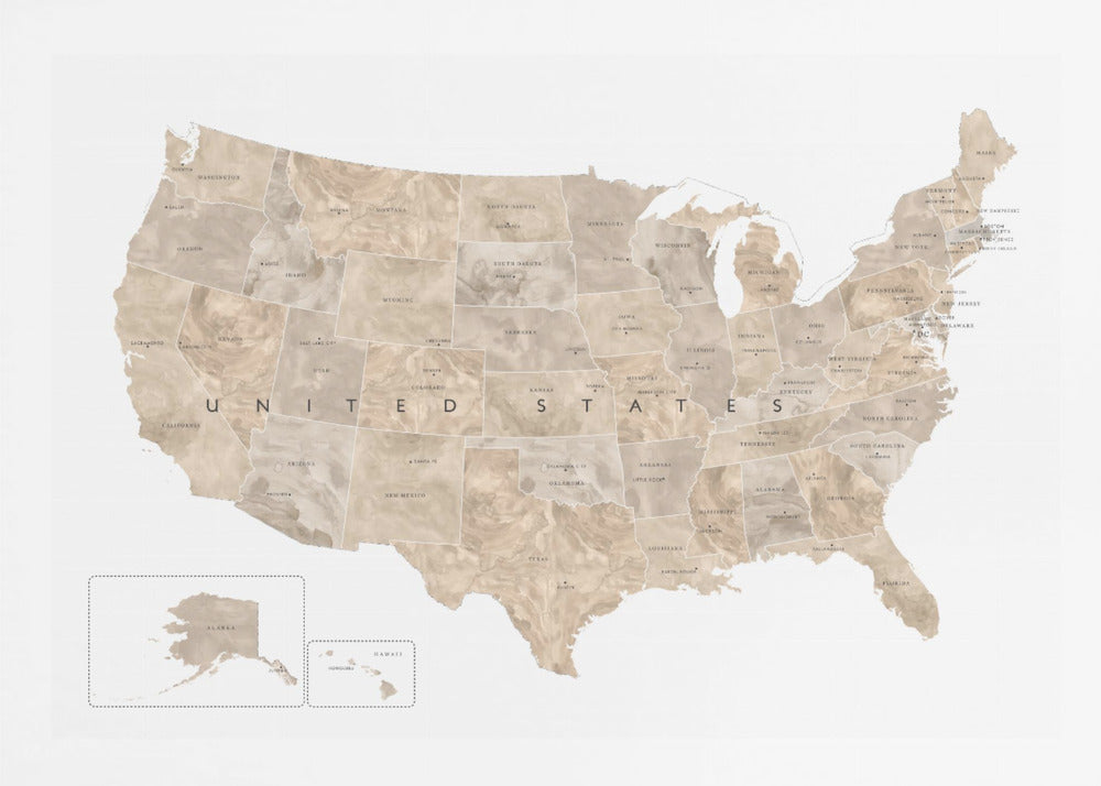 Taupe USA karta vattenfärg - Poster / Art Print