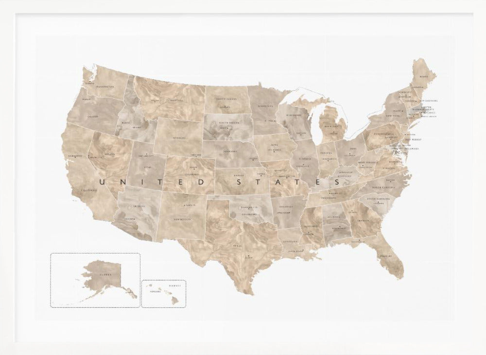 Taupe USA karta vattenfärg - Poster / Art Print
