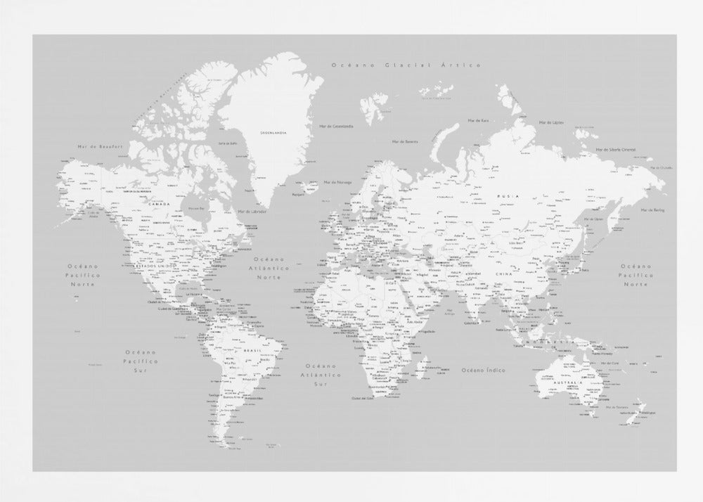 Hart World Map in Spanish - Poster / Art Print