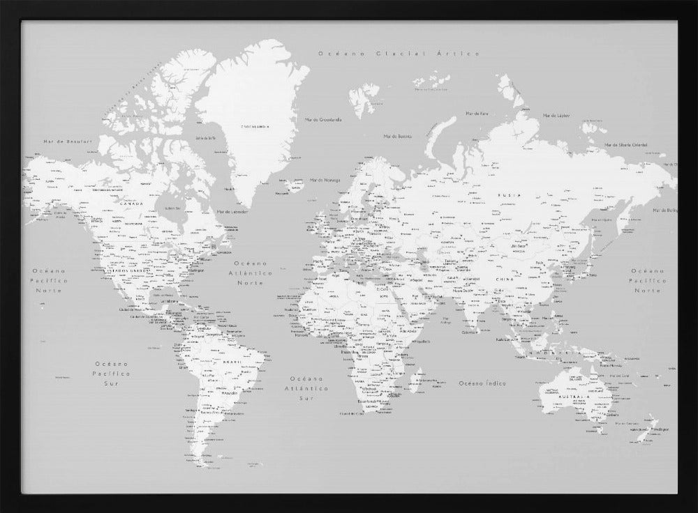 Hart World Map in Spanish - Poster / Art Print