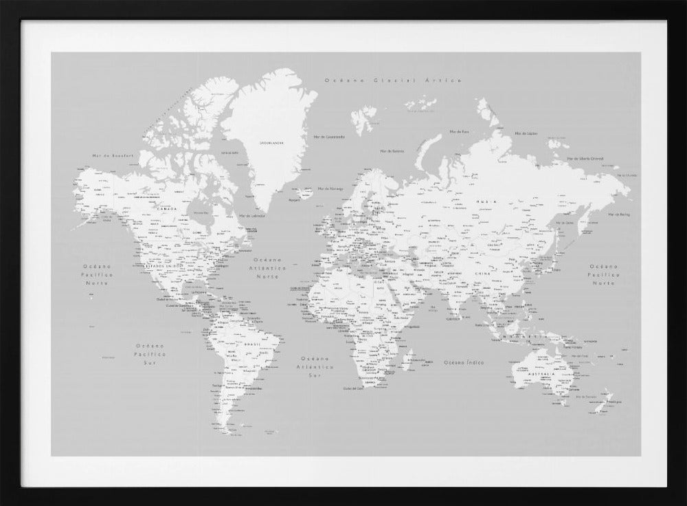 Hart World Map in Spanish - Poster / Art Print