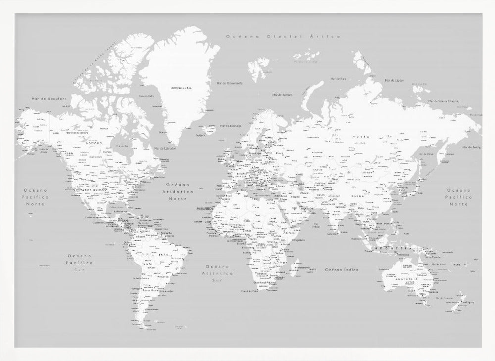 Hart World Map in Spanish - Poster / Art Print
