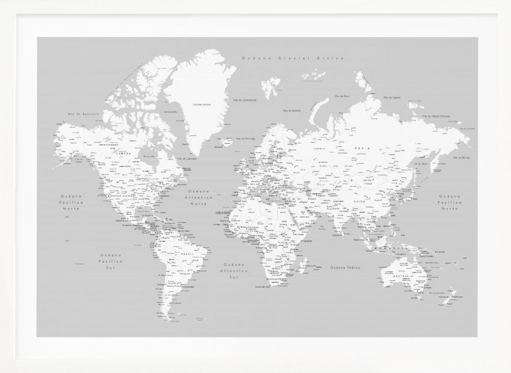 Hart World Map in Spanish - Poster / Art Print