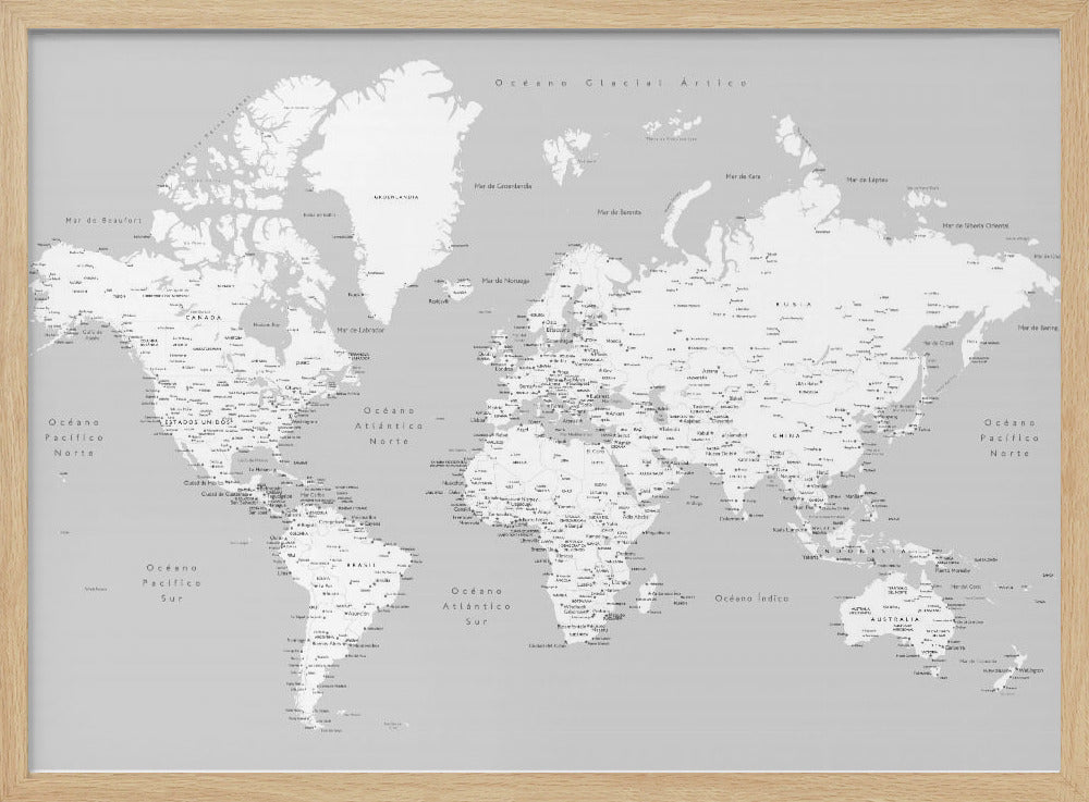 Hart World Map in Spanish - Poster / Art Print