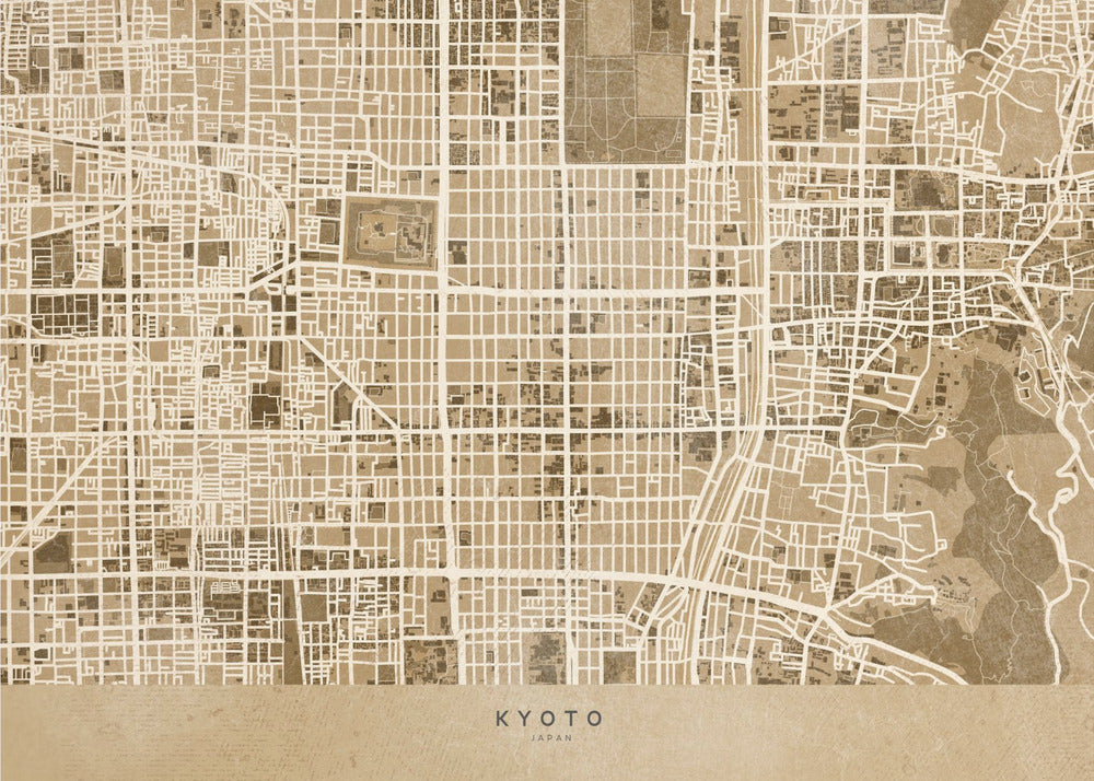 Sepia karta av Kyoto - Poster / Art Print