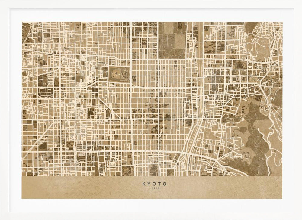 Sepia karta av Kyoto - Poster / Art Print
