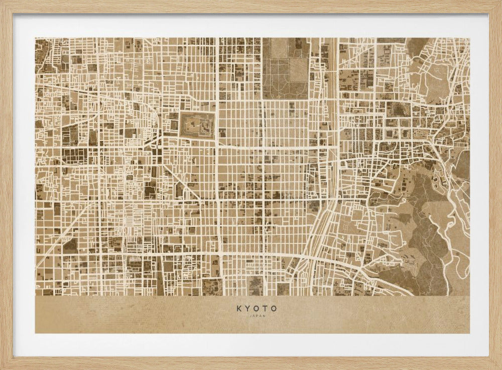 Sepia karta av Kyoto - Poster / Art Print