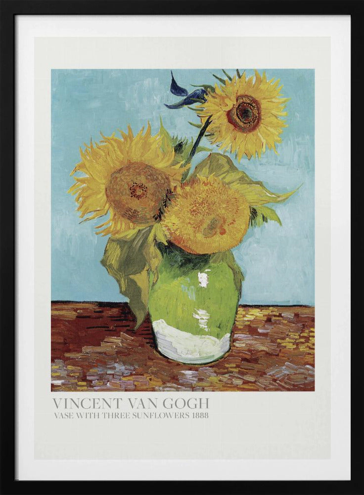 Vase With Three Sunflowers - Poster / Art Print