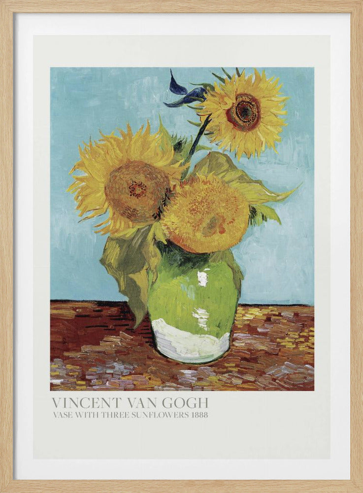 Vase With Three Sunflowers - Poster / Art Print