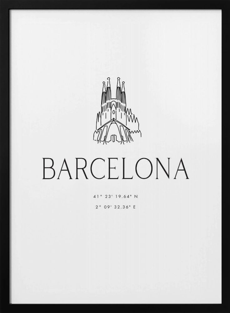 Barcelona city coordinates - Poster / Art Print