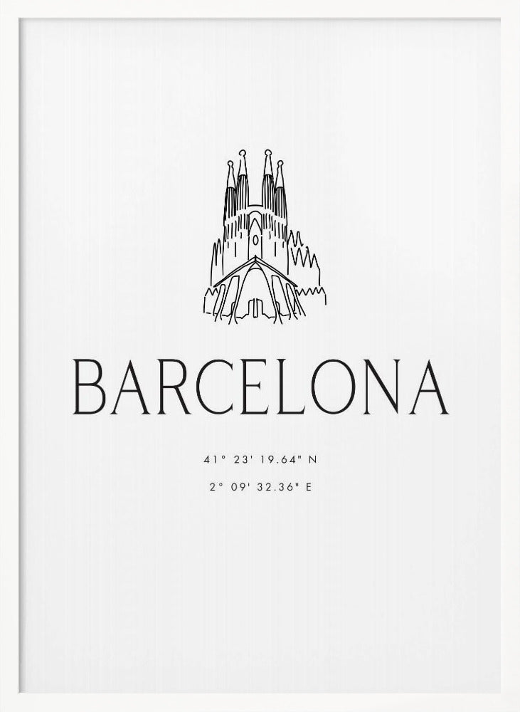 Barcelona city coordinates - Poster / Art Print