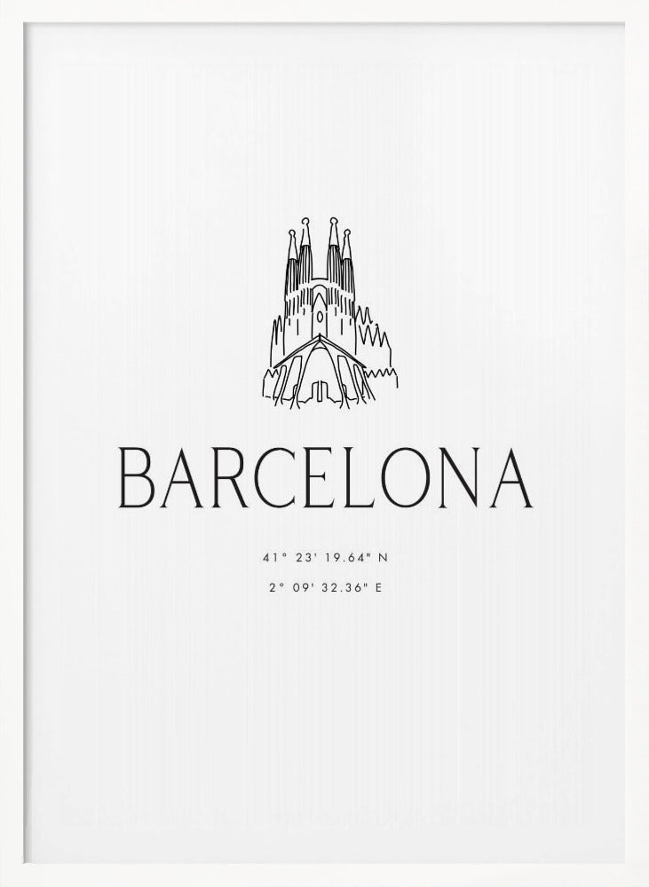 Barcelona city coordinates - Poster / Art Print
