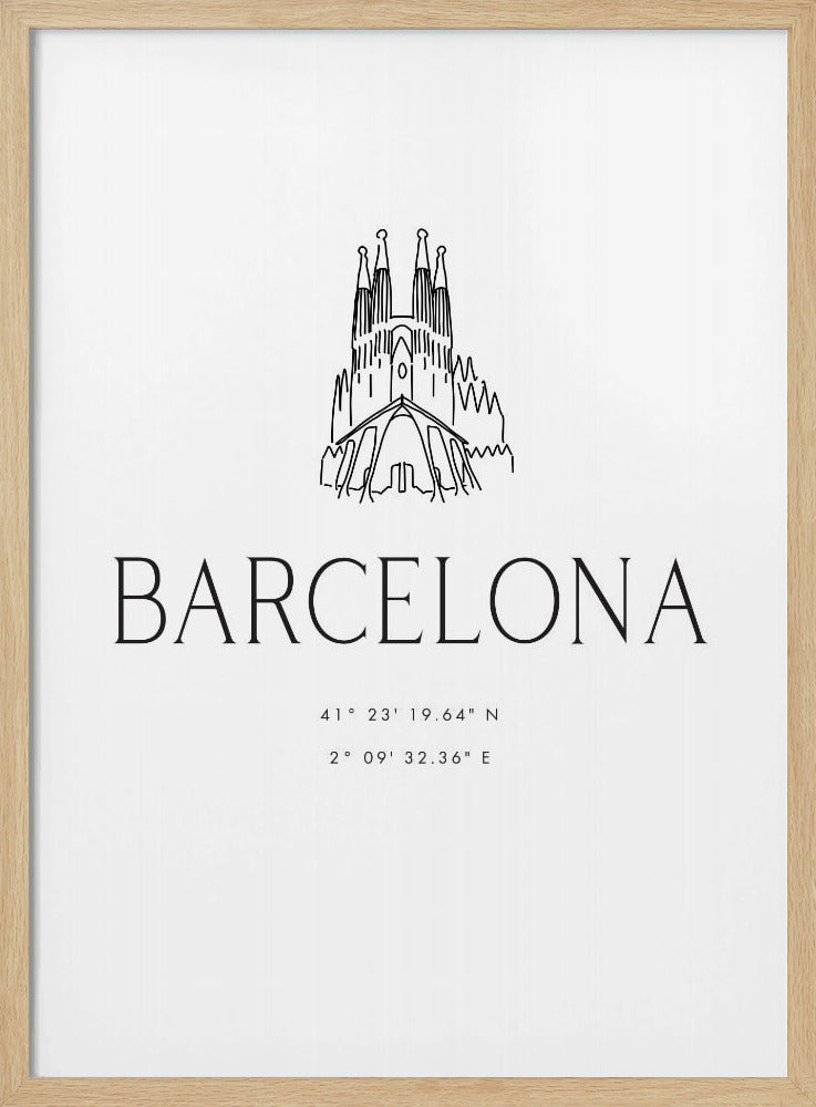Barcelona city coordinates - Poster / Art Print
