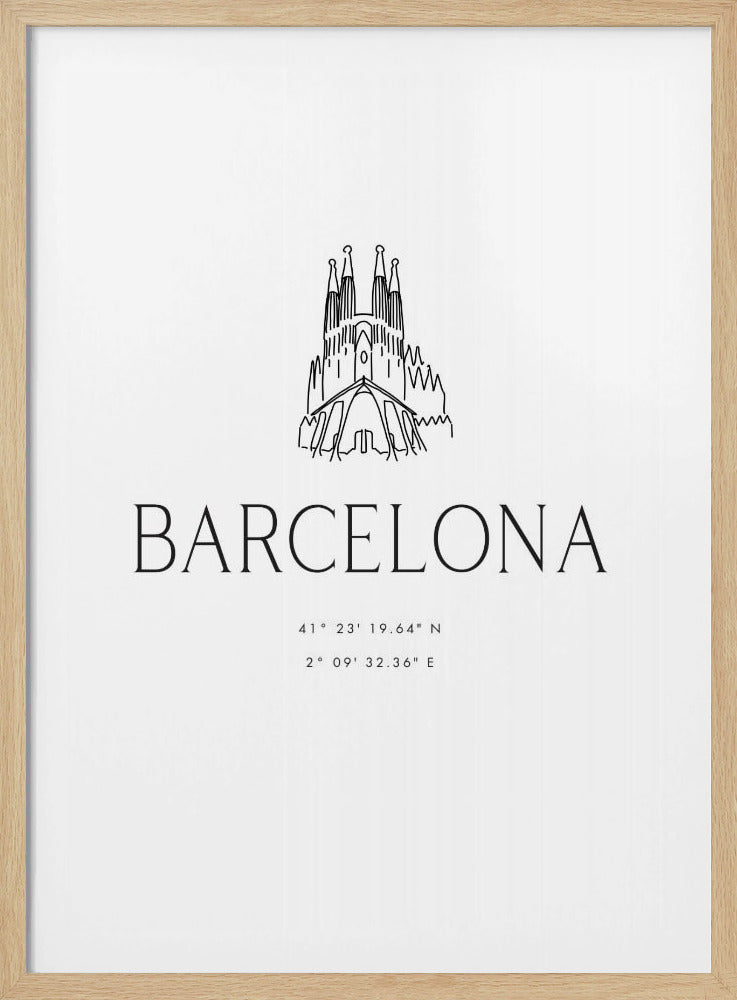 Barcelona city coordinates - Poster / Art Print