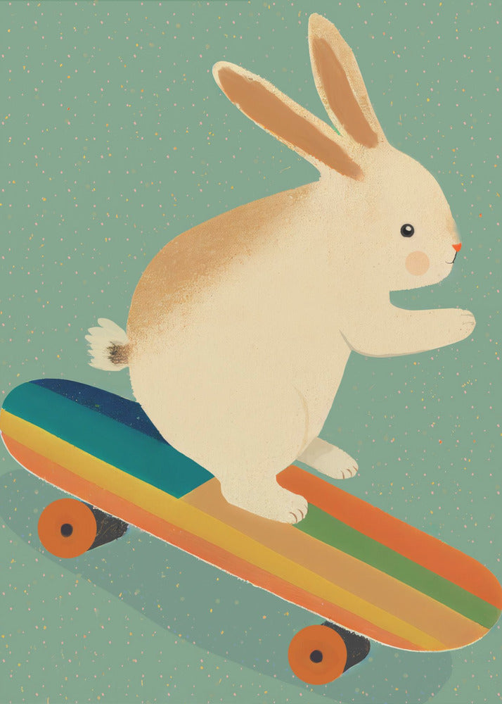 Bunny On Skateboard - Poster / Art Print