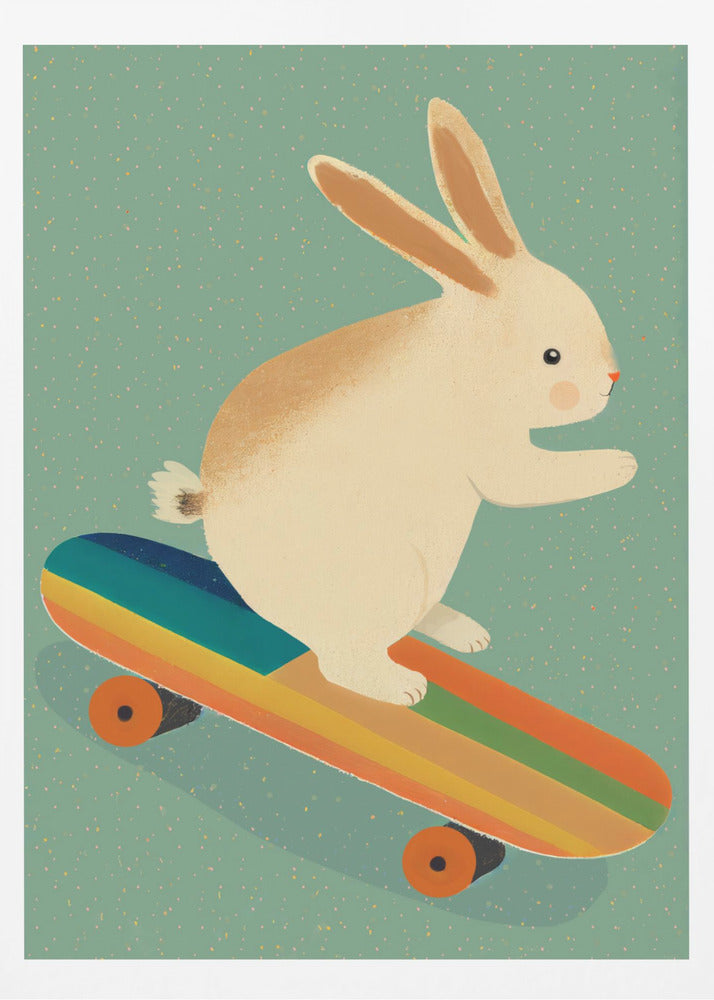 Bunny On Skateboard - Poster / Art Print
