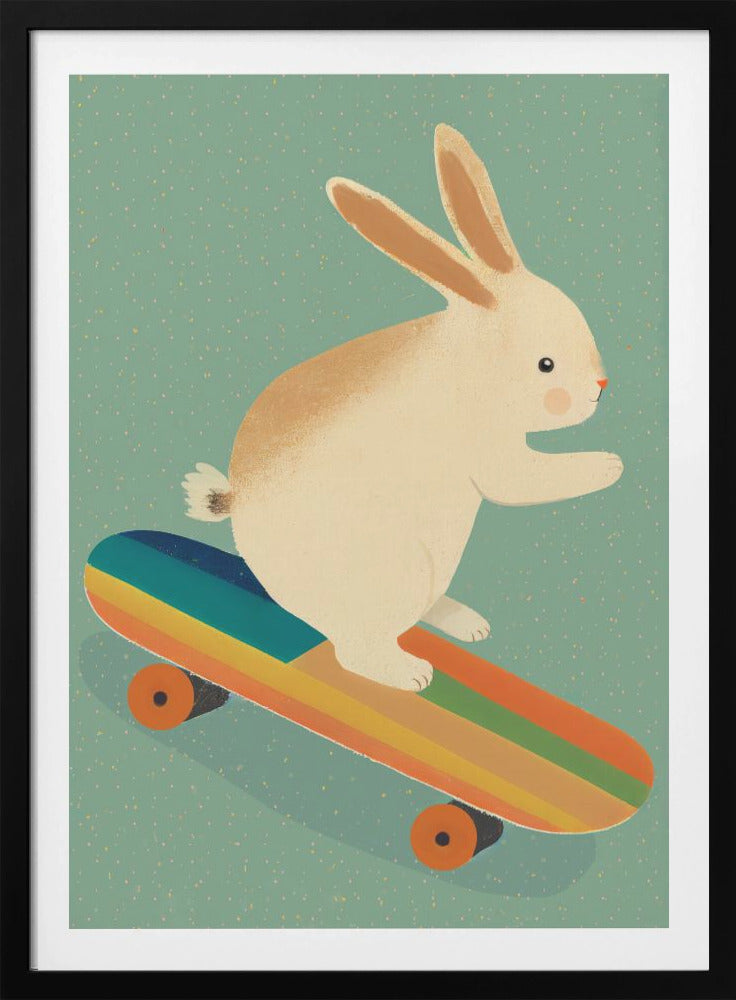 Bunny On Skateboard - Poster / Art Print