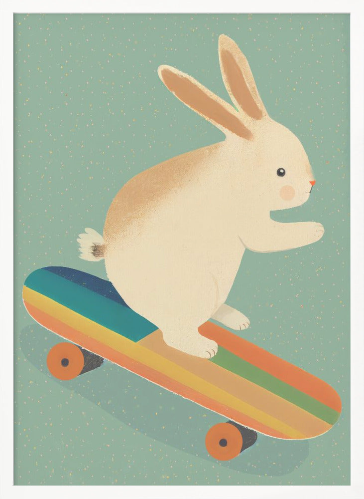 Bunny On Skateboard - Poster / Art Print
