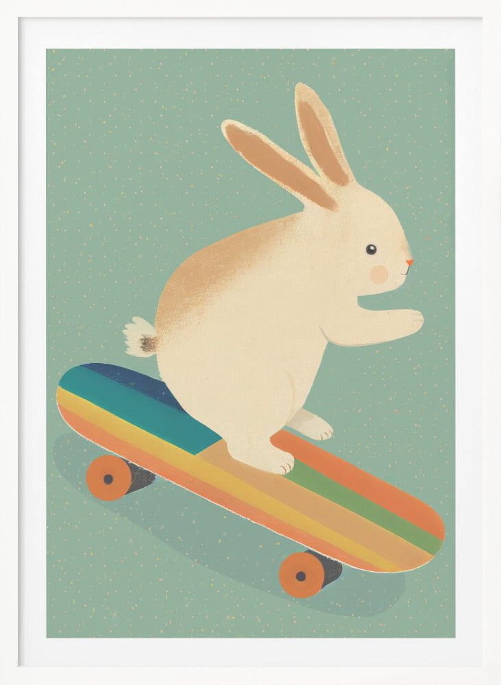 Bunny On Skateboard - Poster / Art Print