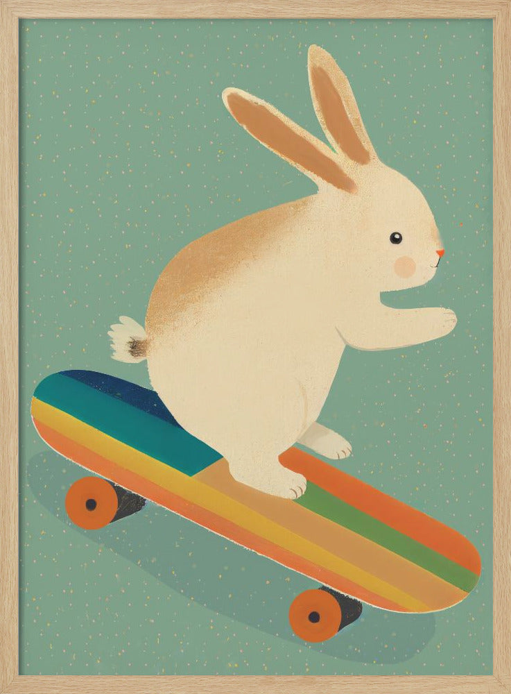 Bunny On Skateboard - Poster / Art Print