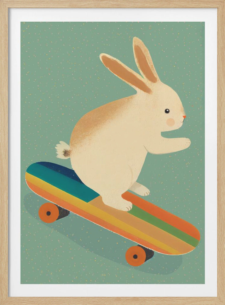 Bunny On Skateboard - Poster / Art Print