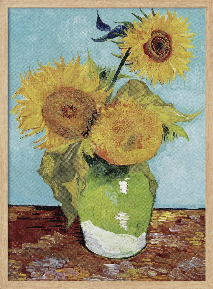 Vase With Three Sunflowers - Poster / Art Print