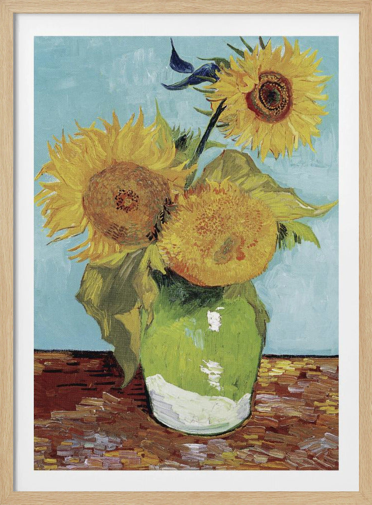 Vase With Three Sunflowers - Poster / Art Print