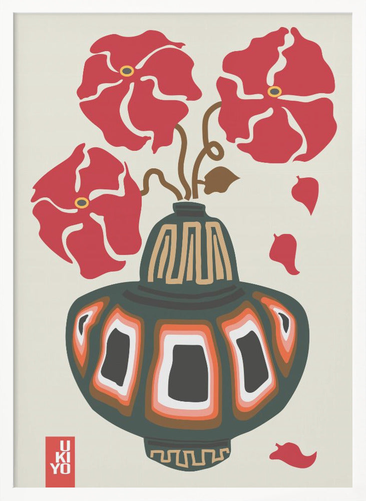 Ukiyo Vase Flower Greige - Poster / Art Print