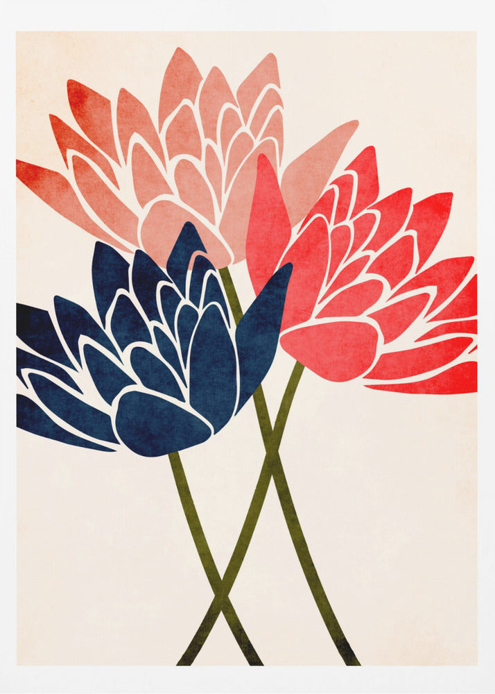 Three Dancing Blossoms - Poster / Art Print