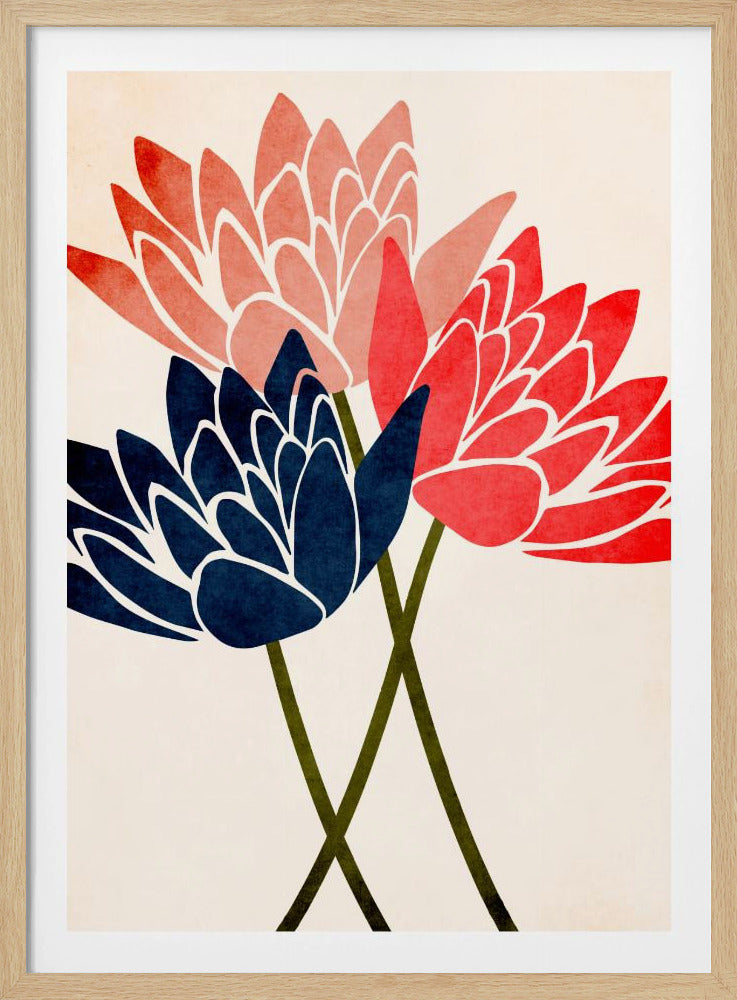Three Dancing Blossoms - Poster / Art Print