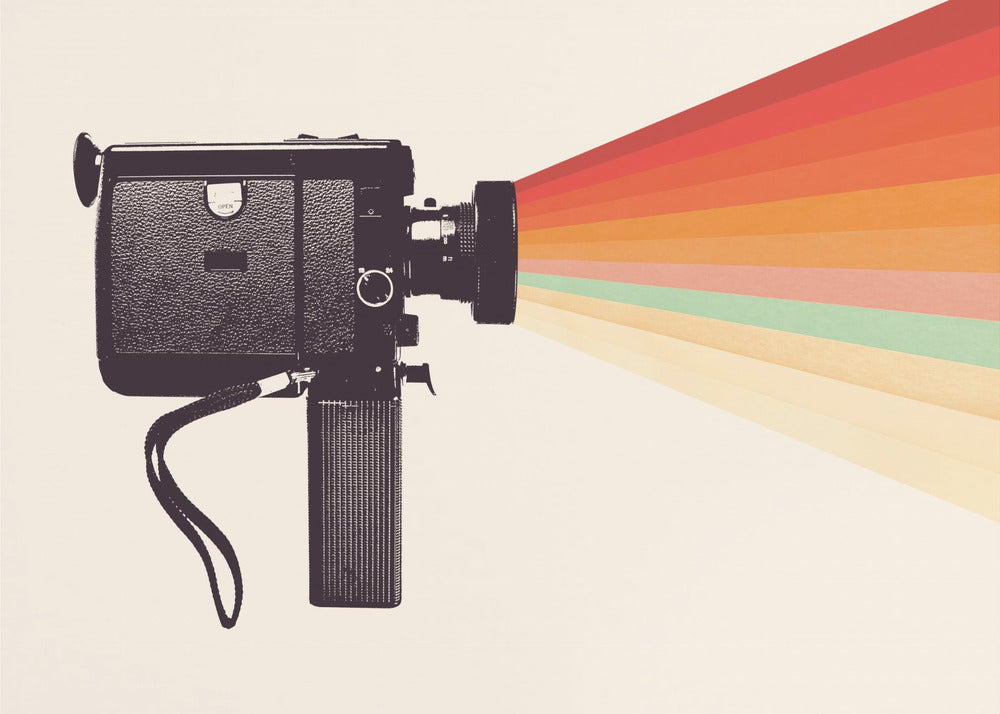 Movie Camera Rainbow - Poster / Art Print